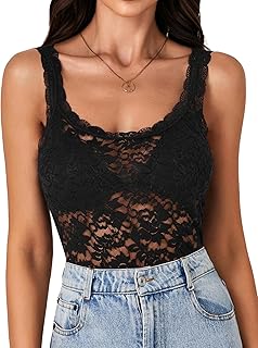LYANER Women's Floral Lace Sexy Tank Tops