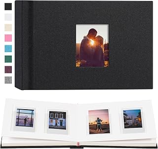 56 Pockets Instax Mini Photo Album for 2 x 3 Pictures, Linen Hardcover Polaroid Photo Album with Space for Writing, Polaroid Album Book for Fujifilm Instax Mini Instant Camera (Black)