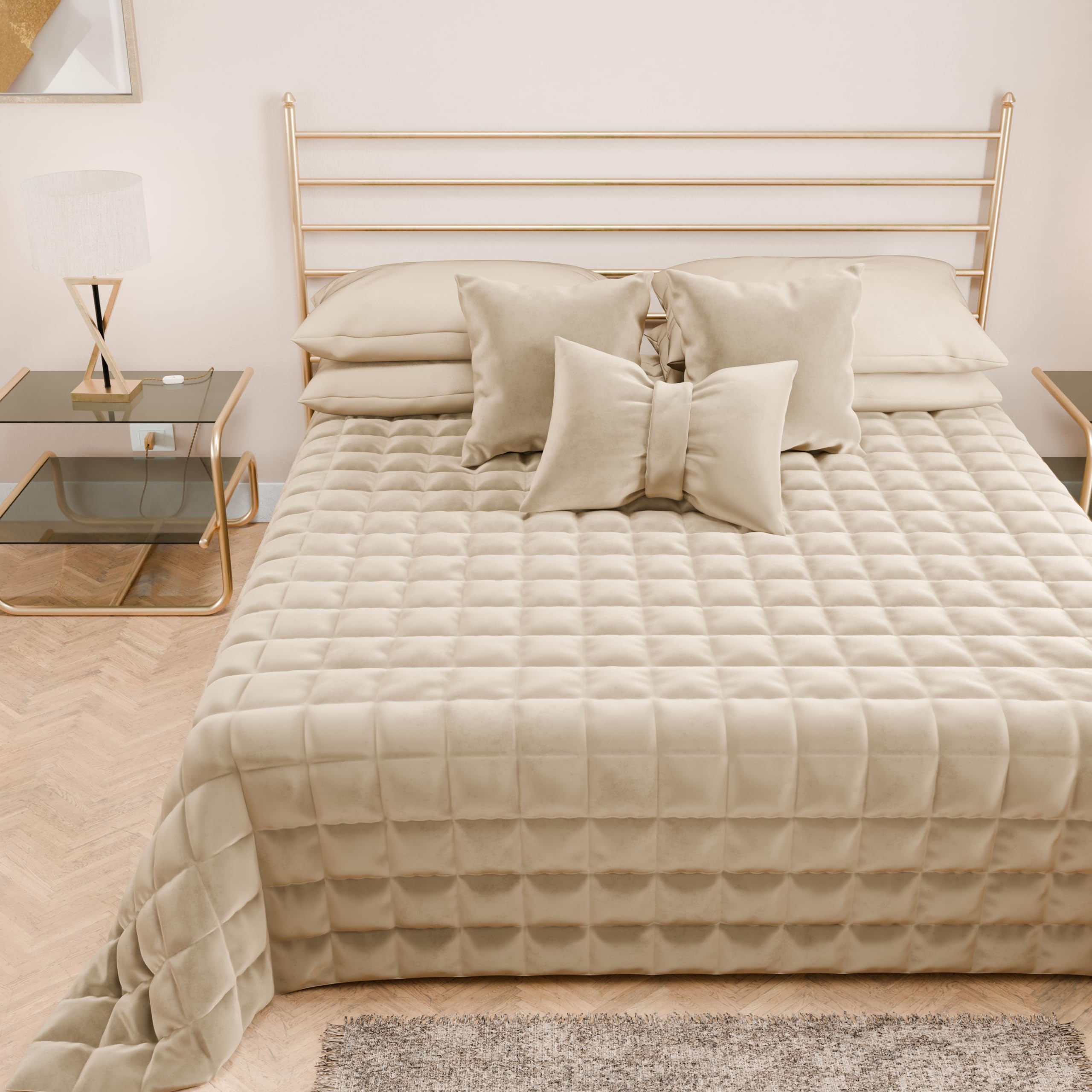 PETTI Artigiani Italiani - Soft and Warm Velvet Double Quilt, Spring Autumn Quil