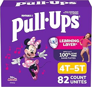 Pull-Ups Girls' Potty Training Pants, 4T-5T (38-50 lbs), 82 Count | Easy Open Sides for Quick Changes, Learning Designs with Disney Graphics, Cotton-like Comfort, Leak Protection for Toddlers