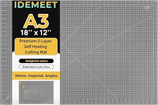 Self Healing Cutting Mat 18" x 12", A3 Double-Sided for Quilting &amp; Sewing, Non-slip, 5-Ply Rotary Cutting Mat for Crafts Cutting Fabric Scrapbooking, and Small Modeling Projects, Anthracite Gray