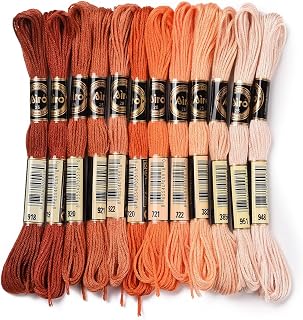 12 Skeins 12 Colors 6 Polyester Cross Stitch Embroidery Threads, Gradient Color Threads for Jewelry, Bracelets, Crafts, 0.5mm Supply, Orange