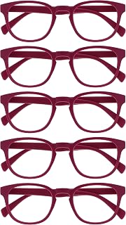OPULIZE Pop Reading Glasses Pack of 5 Keck Round Matt Frame Spring Hinges Scratch-Resistant Pink Men Women RRRR2-4 +2.00