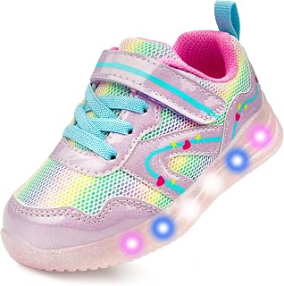 YESKIS Toddler Boys Girls Light Up Shoes LED Flashing Lightweight Mesh Breathable Adorable Running Sneakers for Toddler and Little Kid