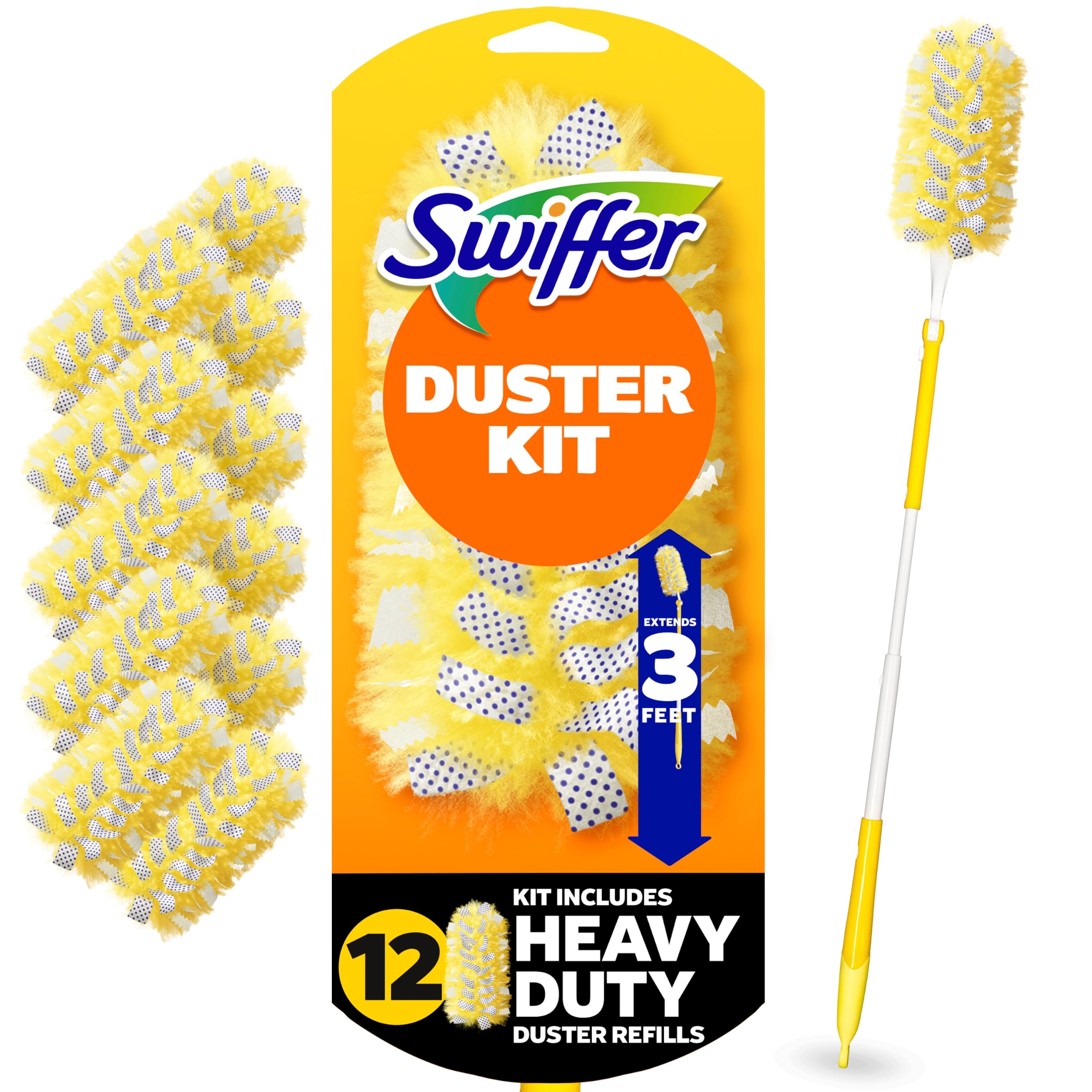 Swiffer Duster Kit with 3 ft Extendable Handle, Dusters for Cleaning, Set Includ