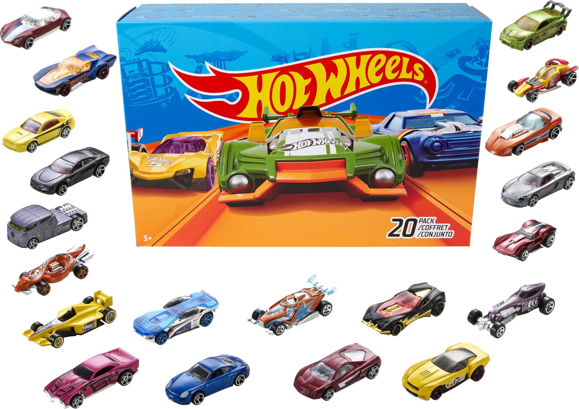 Hot Wheels Toy Cars & Trucks 20-Pack, Set of 20 1:64 Scale Vehicles for Play or 