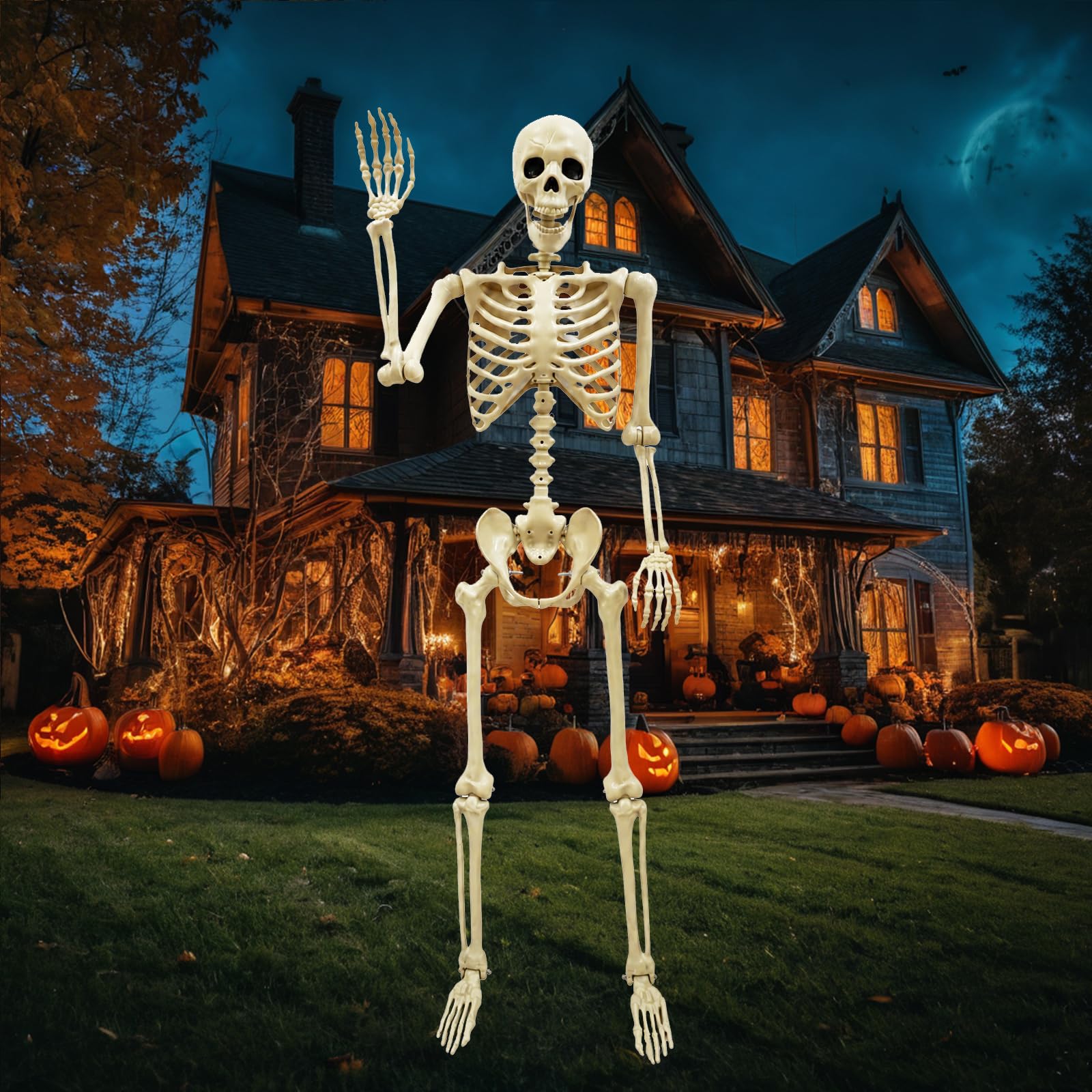 breesky Life Size Skeleton for Halloween: 5.4ft Realistic Human Skeleton
