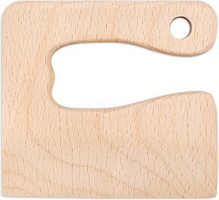wunderwunsch Children's Knife from 1 Year Old, Montessori Knife, Wood | Safe baby wooden knife and sturdy cutting knife from 2 years, sustainable beech wood chopping knife toy for birthday