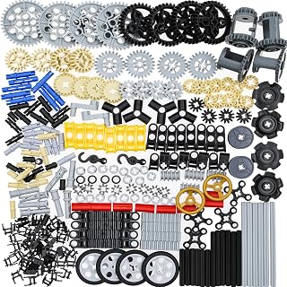 Habow 270pcs Technic-Parts Gears-Axle-Pin-Connector Compatible with Major Brands Technic Parts, Wheels Link Chain Gear Rack Steering Bush Hook Tow Ball String Reel Differential. MOC Building-Blocks.