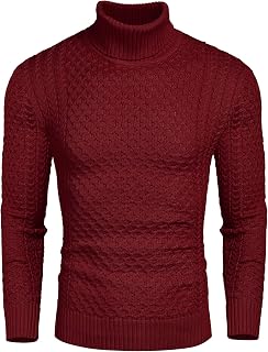COOFANDY Men's Slim Fit Turtleneck Sweater Casual Cotton Knitted Pullover
