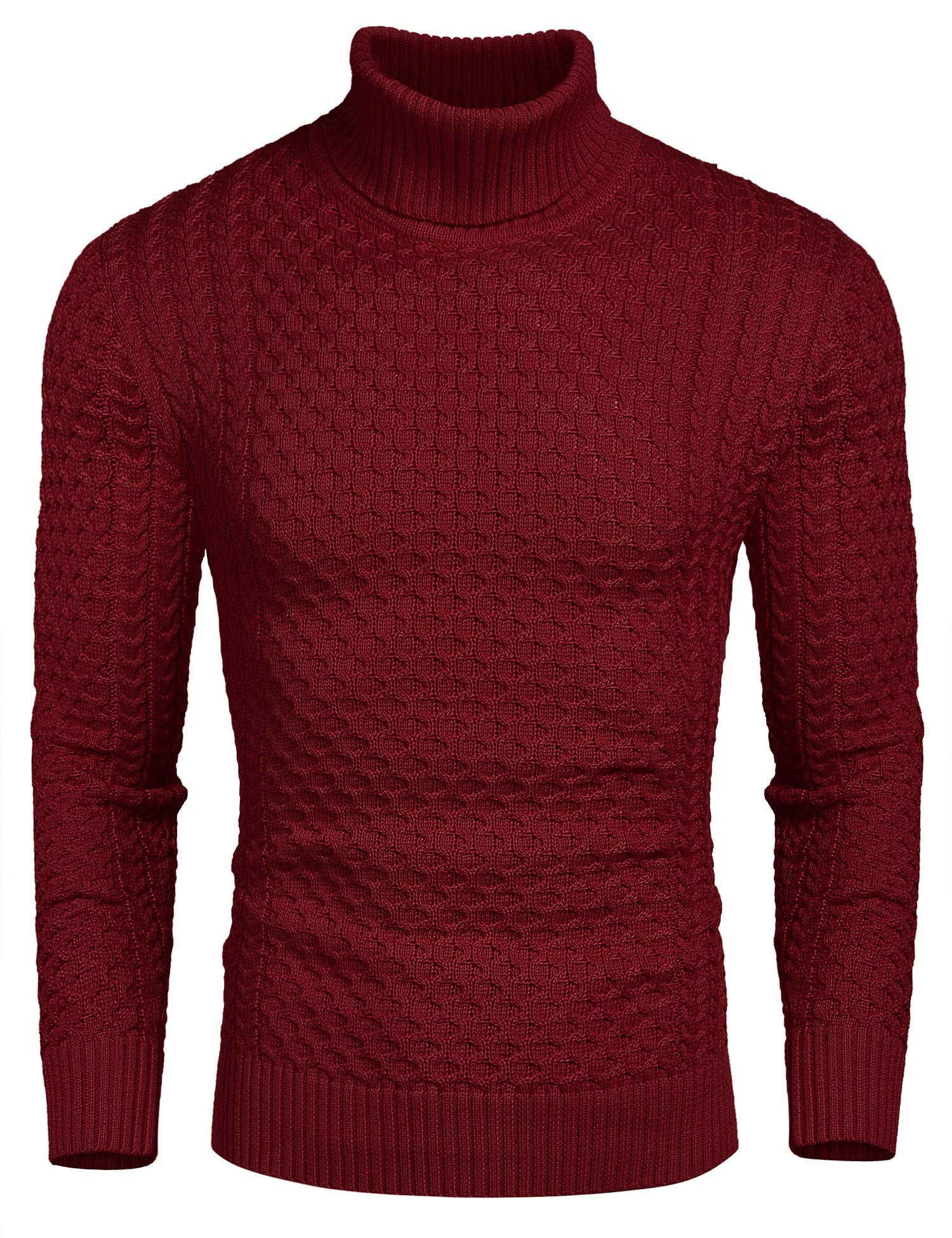 COOFANDY Men's Slim Fit Turtleneck Sweater Casual Cotton Knitted Pullover