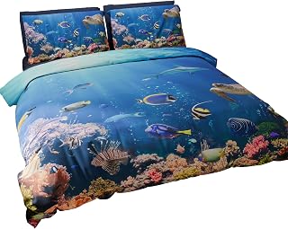 PETTI Artigiani Italiani - Microfibre Duvet Cover Set, Acquario, 150 x 200 cm + 1 pillowcase 50 x 80 cm - Made in Italy