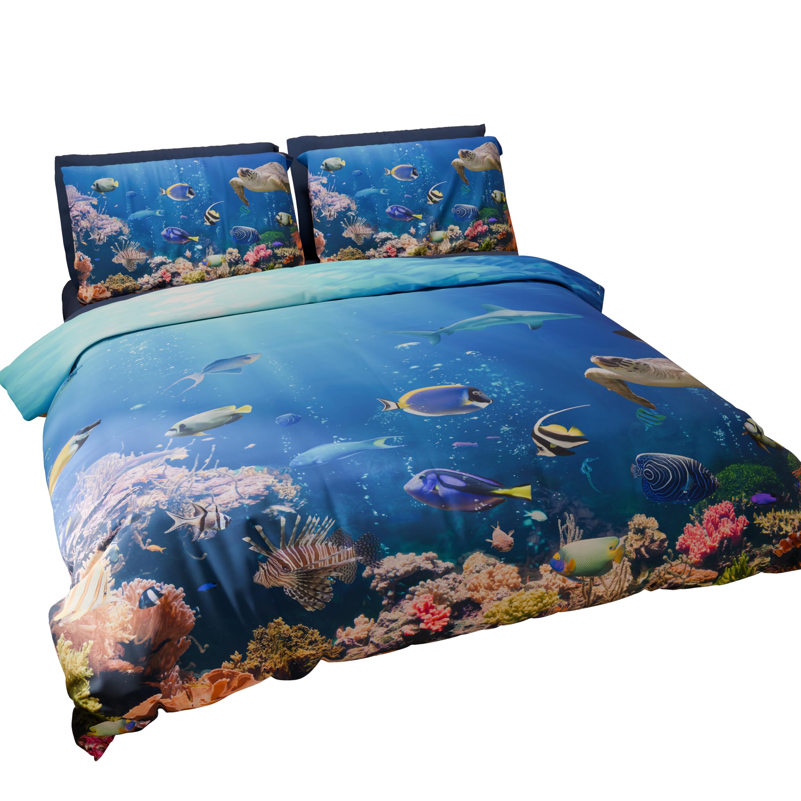 PETTI Artigiani Italiani - Microfibre Duvet Cover Set, Acquario, 150 x 200 cm + 