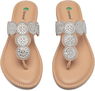 Ataiwee Women's Flat Sandals - Double Bands Cross Front Strappy Slip on Spring Summer Shoes.