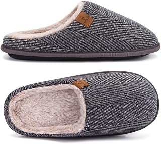 COFACE Mens Cozy Memory Foam Scuff Slippers Warm Slip On House Shoes