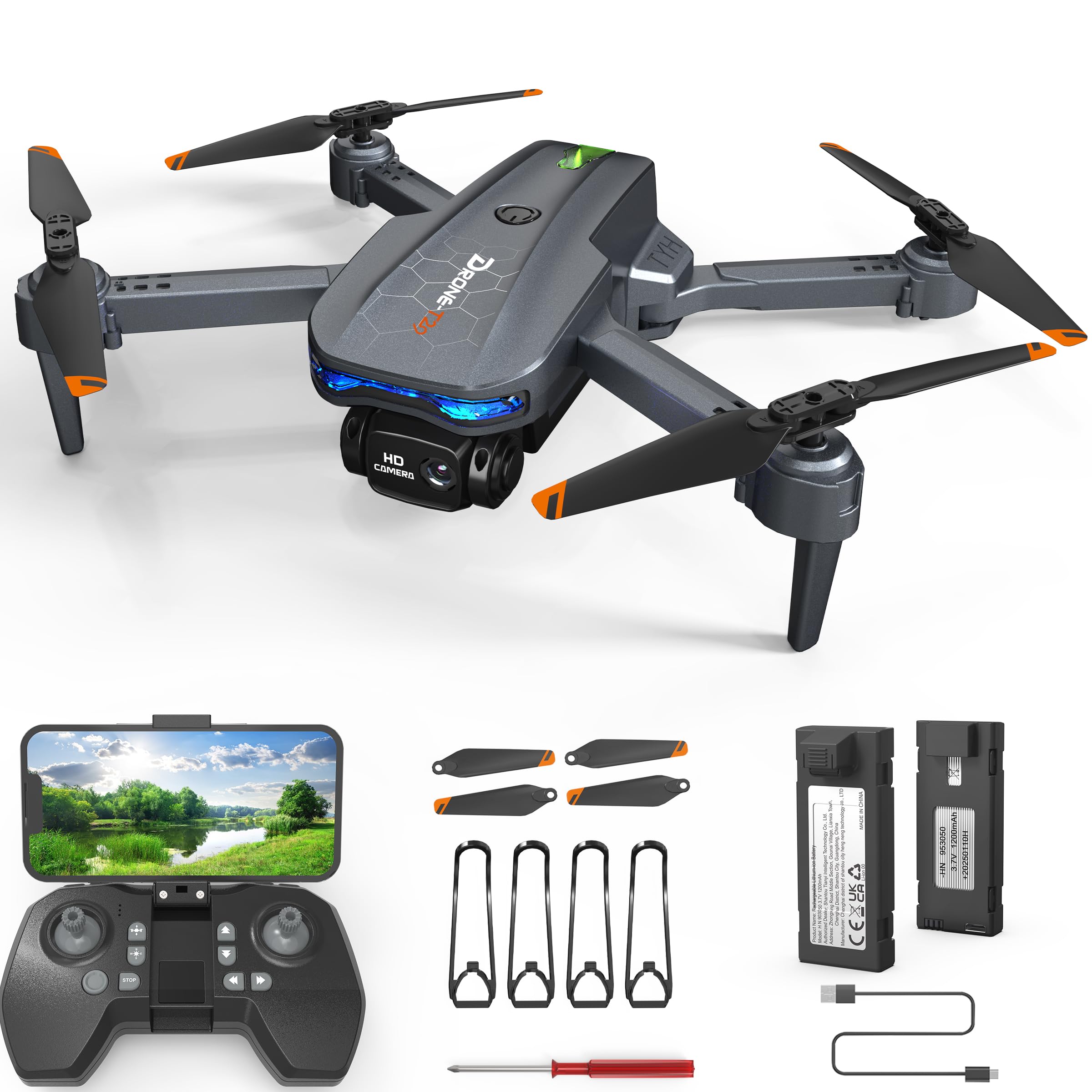 FERIETEL T29 C0 Drone with Camera 1080P, Foldable Mini Drones for Kids & Adults,