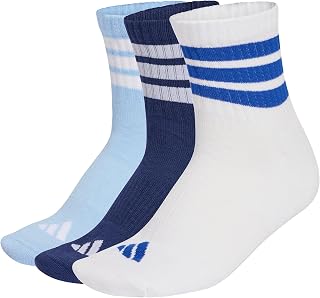 adidas Unisex 3 Stripes Cushioned Sportswear Mid Cut Socks 3 Pair Pack