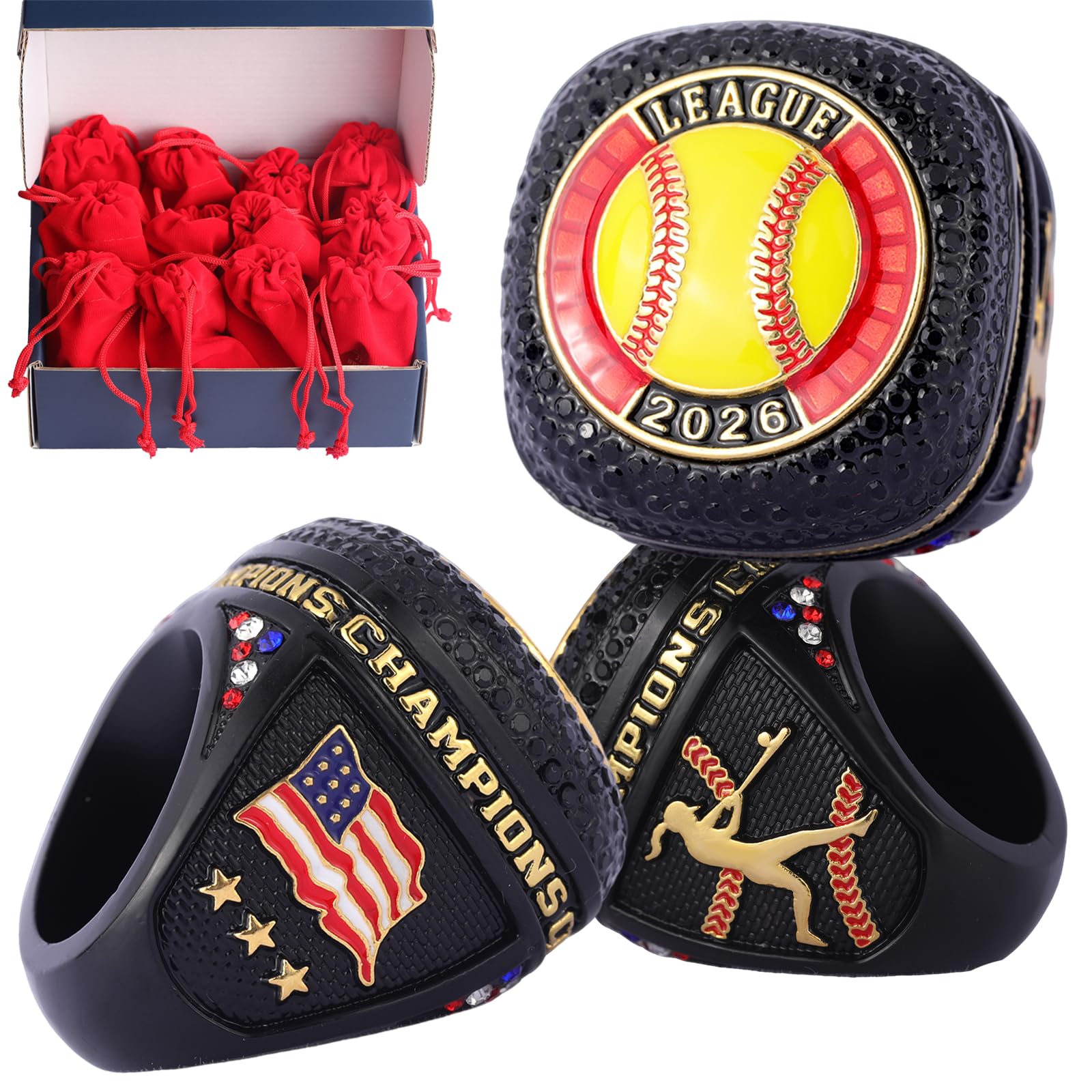 TOPSPORTSJEWELRY 12 pcs Pack Date 2026 League Softball Sports Awards Championshi