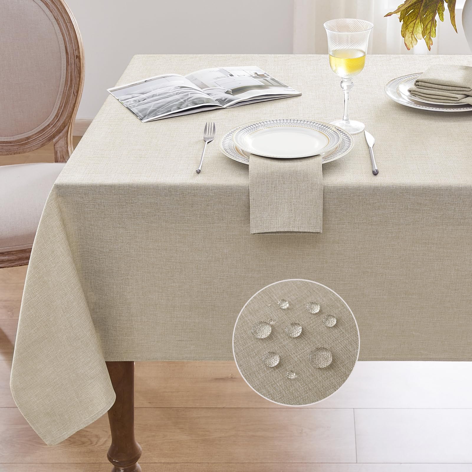 Softalker - Rectangular Tablecloth Linen Table Cloth, Waterproof Easy Care Stain
