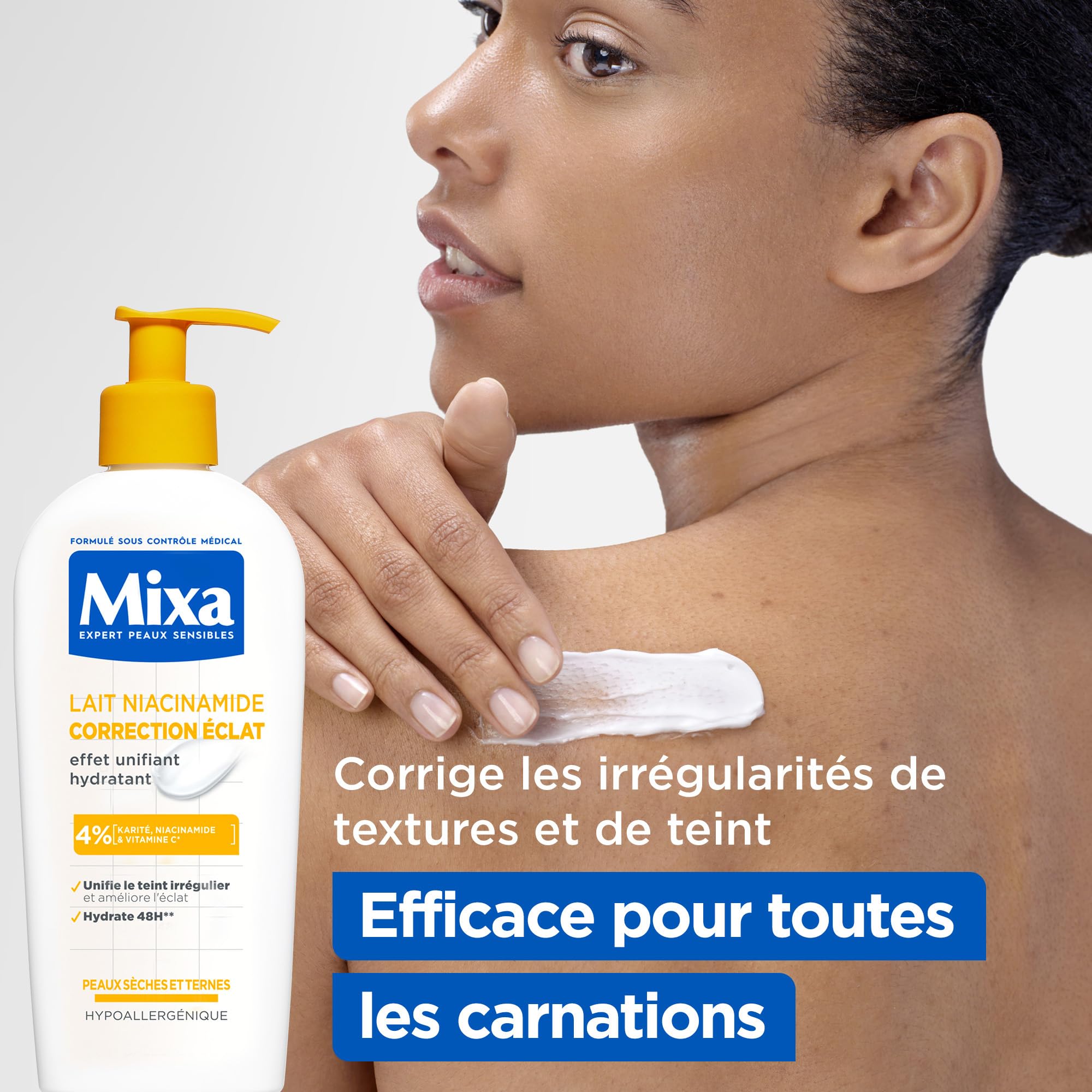 Mixa - Niacinamide Radiance Correction Milk for Dry and Dull Skin - Enriched wit