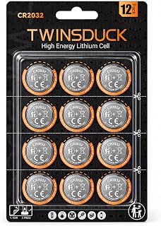TWINSDUCK 12 Pack CR2032 3V Lithium Battery Uncoated for Apple Airtag | Non-Rechargeable 2032 Batteries, Suitable for Motherboards, Car Key Fob, Digital Scale, Calculator