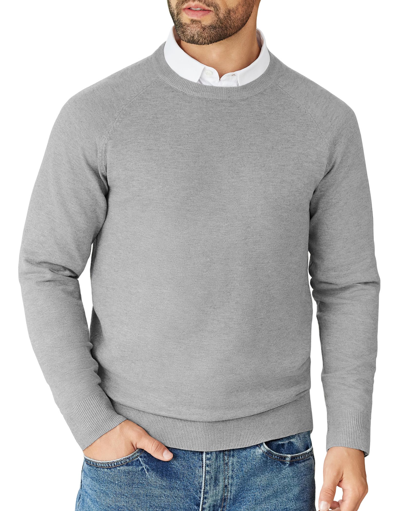 COOFANDY Men's Jumper Crew Neck Sweater Knitted Casual Jumpers