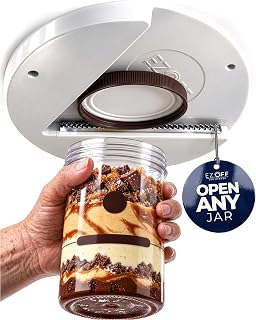 EZ Off Jar Opener For Seniors Under Cabinet Jar Opener One Handed Twist | U.S. Company Original Under Cabinet Jar Opener, For Seniors, Carpal Tunnel, Arthritis, Pain - Kitchen Gadgets Bottle Opener