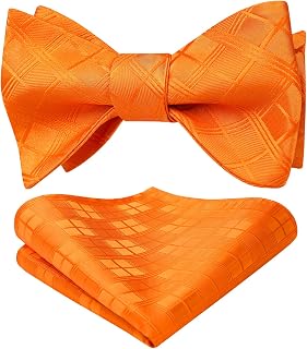 Bow Ties for Men Check Plaid Self Tie Bow Tie and Pocket Square Bowtie Formal Tuxedo Wedding Bowties Handkerchief Set