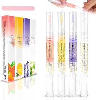 Nail Care Cuticle Oil Pen,4 Pieces Nail Oil Pen with Natural Ingredients,Cuticle Oil for Nails,Nail Oil Cuticle to Repair Cracks