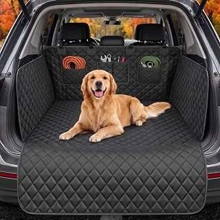Abiglifty Car Boot Protector for Dogs, 180x102cm, 3 Storage Pockets | Heavy Duty Car Boot Liners for Dogs with Bumper and Side Protection, Universal Fit, Non-Slip Design, Easy to Clean, Black