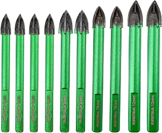 Masonry Drill Bit Set - 10pcs 6/6/8/10/12mm Concrete Diamond Hole Saw Triangle Shank for Wood Plastic Brick Ceramic Tile