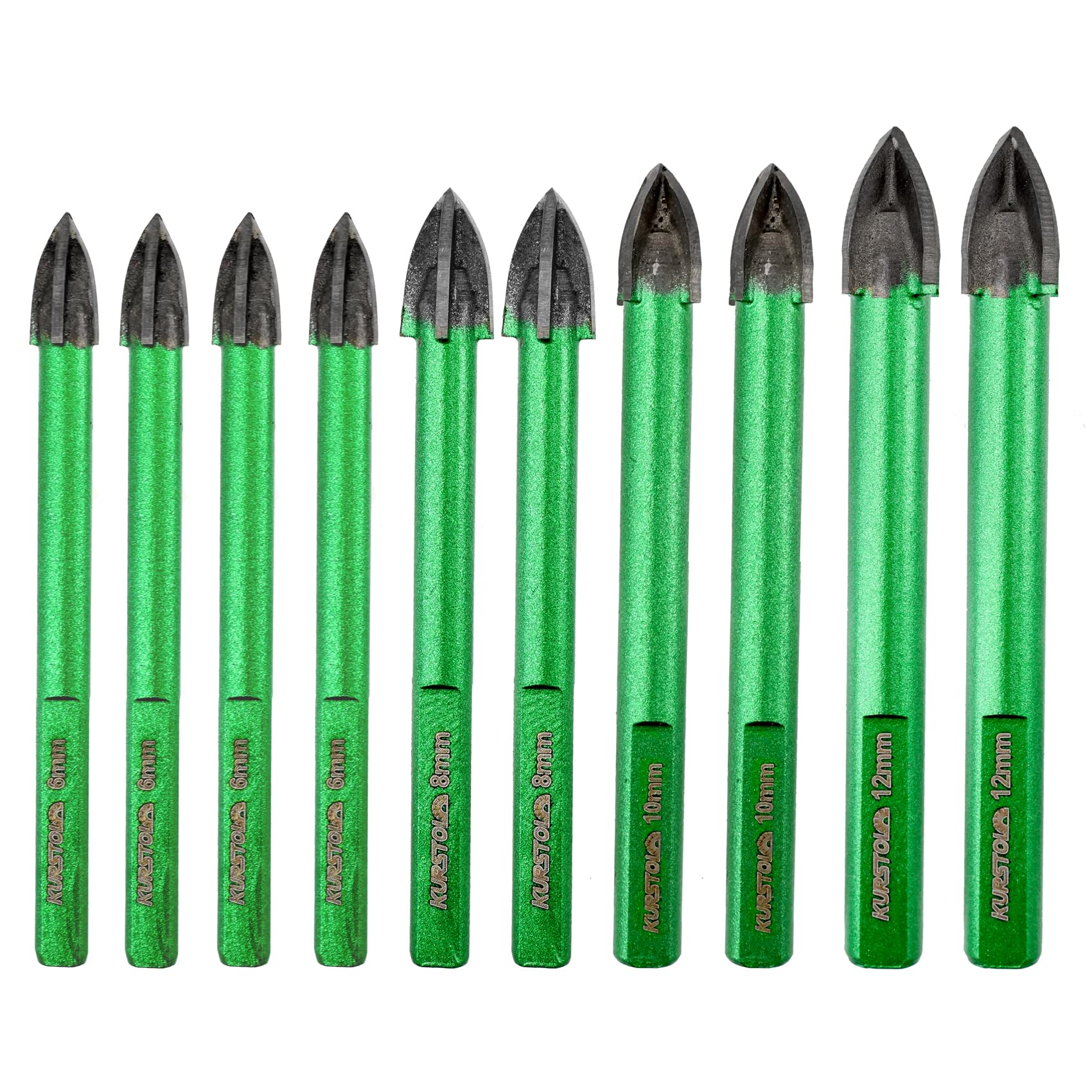 Masonry Drill Bit Set - 10pcs 6/6/8/10/12mm Concrete Diamond Hole Saw Triangle S