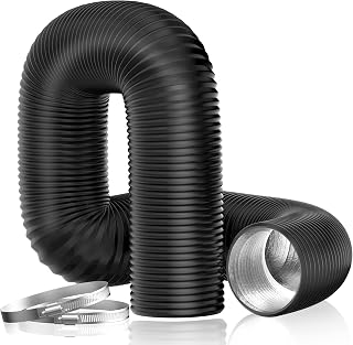 Hon&Guan Dryer Vent Hose, 4'' Flexible Duct 16FT with 2 Duct Clamps | Heavy-Duty Three Layer Protection, Black PVC, for HVAC Ventilation, Duct Fan Systems