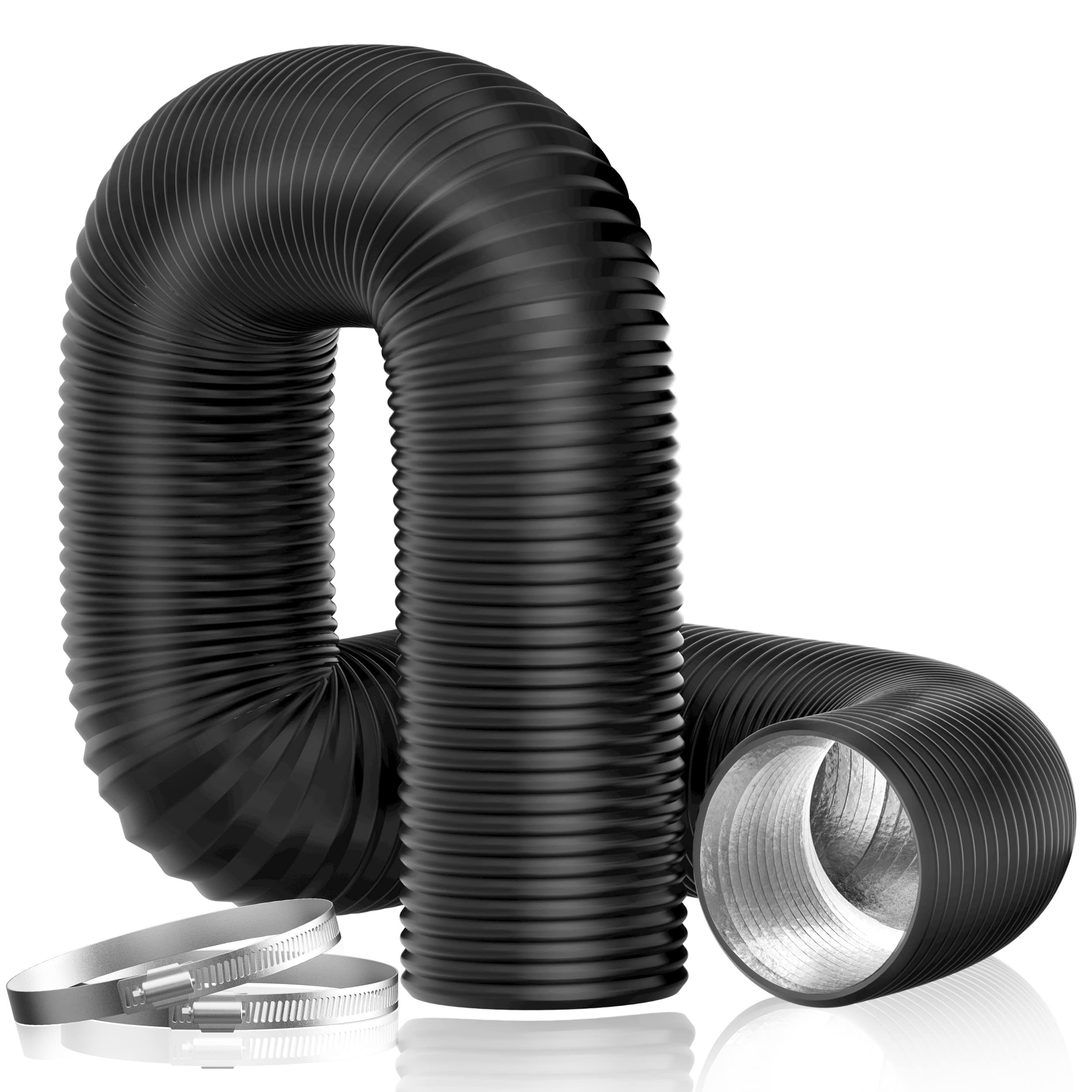 Hon&Guan Dryer Vent Hose, 4'' Flexible Duct 16FT with 2 Duct Clamps | Heavy-Duty