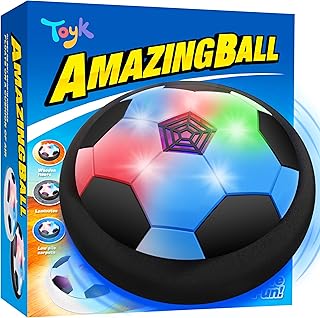 Toyk Boy Toys - LED Hover Soccer Ball - Indoor Outdoor Game Sport Toy | Air Power Training Ball Playing Football Game - Birthday Gifts for Kids, Age 3 4 5 6 7 8-12 Year Old Boys - Soccer