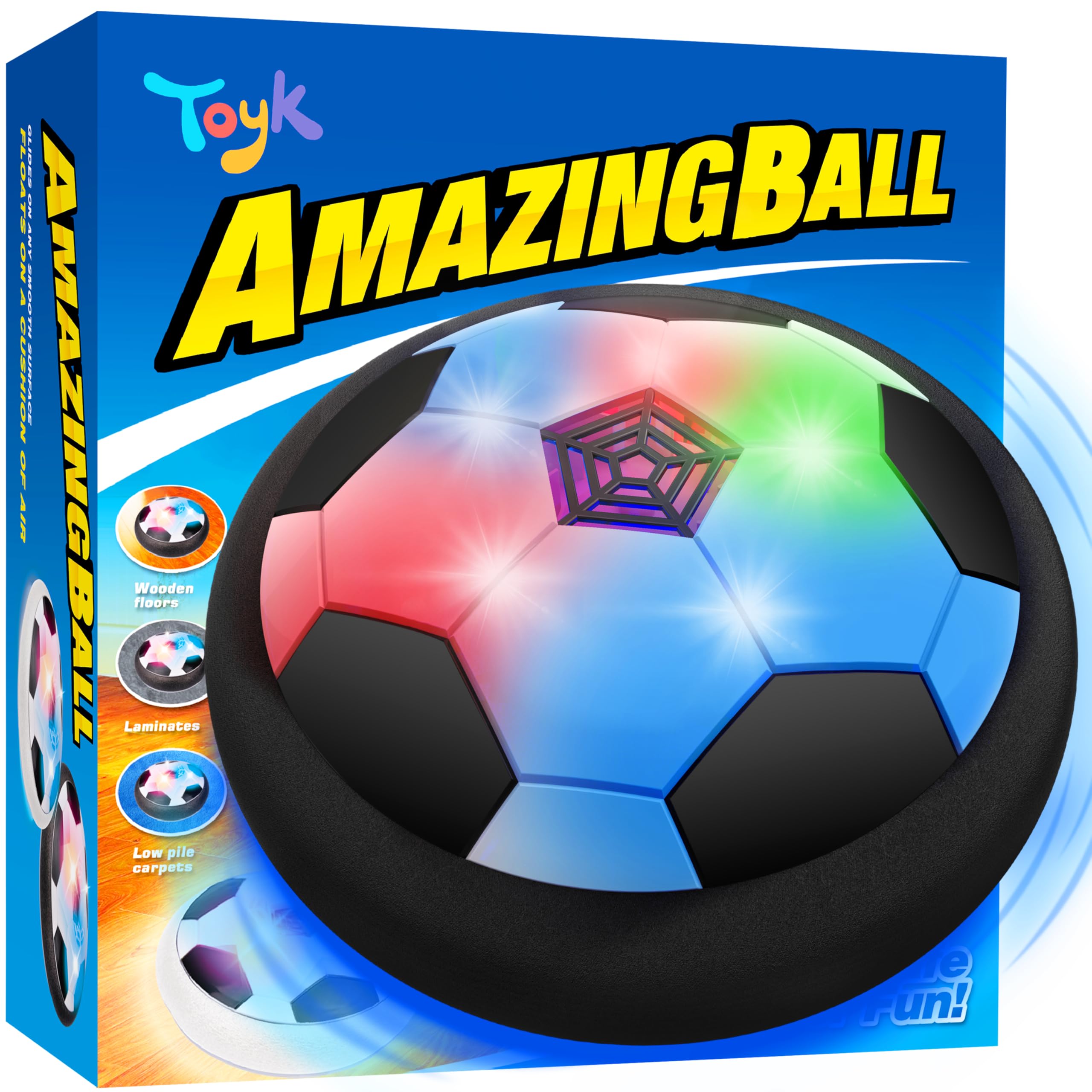 Toyk Boy Toys - LED Hover Soccer Ball - Indoor Outdoor Game Sport Toy | Air Powe