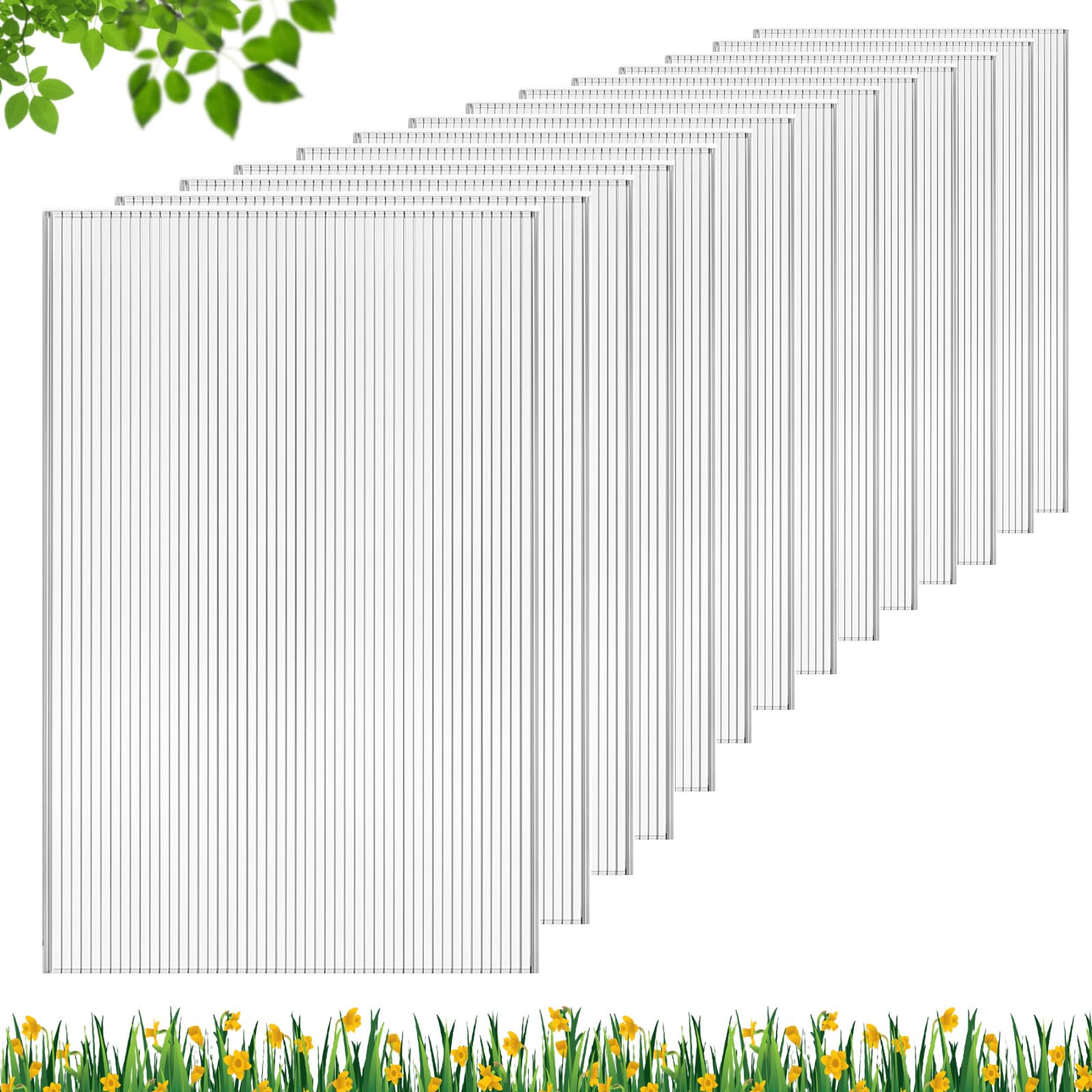 DGSL Polycarbonate Greenhouse Panels, 6 Pcs 4'x 2'x 0.16'' Twin-Wall Sheets | Tw