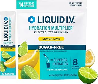 Liquid I.V. Sugar Free Hydration Electrolytes, Lemon Lime, 14 Count | Scientifically Formulated | Clinically Proven Hydration | Zero Sugar | No Artificial Sweeteners | Non-GMO | Powder Drink Mix