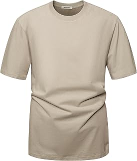 VEIISAR Men's Heavy Weight Crew Neck T-Shirt Mens Premium Cotton Tee - Pre Shrunk S-3XL