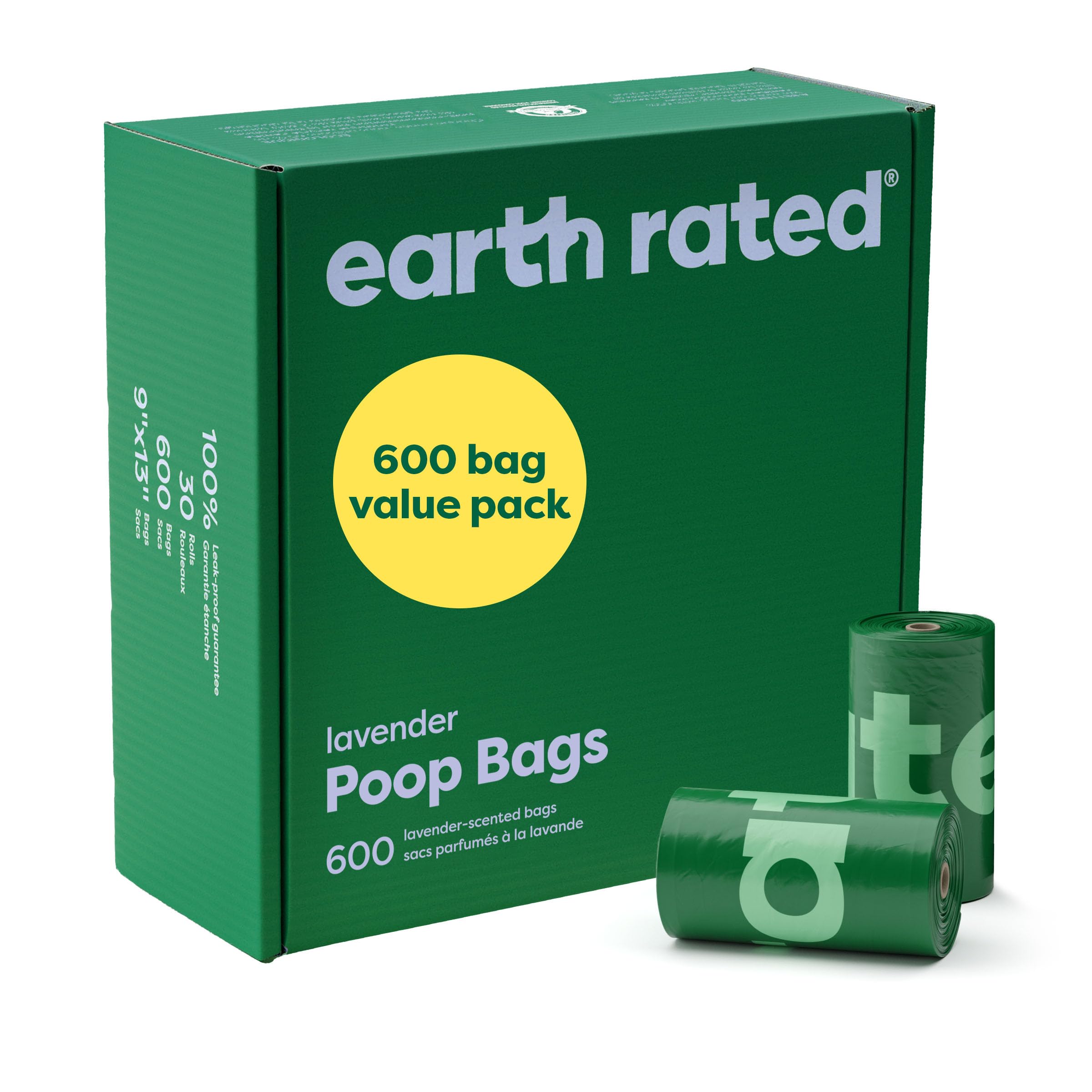Earth Rated Dog Poo Bags Value Pack, Leak-Proof and Extra-Thick Pet Waste Bags f
