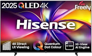 Hisense 55" 55E78QTUK QLED Smart AI TV - 4K Direct Lit Viewing, Quantum Dot Colour, Hi-View AI Engine, Dolby Vision, Dolby Atmos with Freely, Disney +, YouTube, Netflix