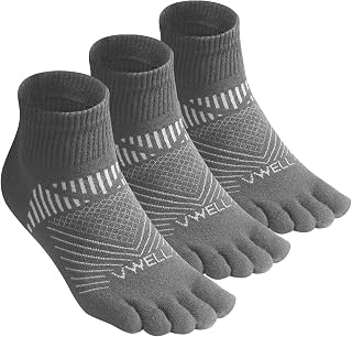 VWELL Men's Five Toe Socks Coolmax, Breathable Five Toe Socks, Sports Running Training, COOLMAX, Sweat Absorbent/Quick-drying, Antibacterial, Deodorant, Suitable for All Seasons, Durable Socks, 3-Pair