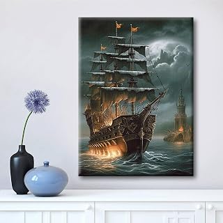 Framed Canvas Print Modern Ready to Hang Home Decor Boat Wall Art Poster for Living Room Bedroom Bathroom Gift Decor