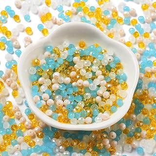 820pcs/60g Faceted Glass Rondelle Beads Mixed Color Flat Loose Beads for DIY Bracelet Necklace Earrings Jewelry Making Supplies 4x3mm