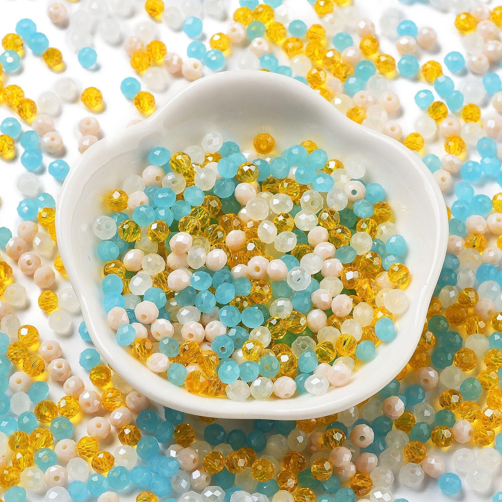 820pcs/60g Faceted Glass Rondelle Beads Mixed Color Flat Loose Beads for DIY Bra