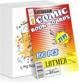 LOTMER 100 Pack Current Size Comic Book Boards | 27PT Extra Thick Acid-Free Photo Sleeves Backing Boards, Durable Coated Precision Cut for Regular Comics, Archival Storage