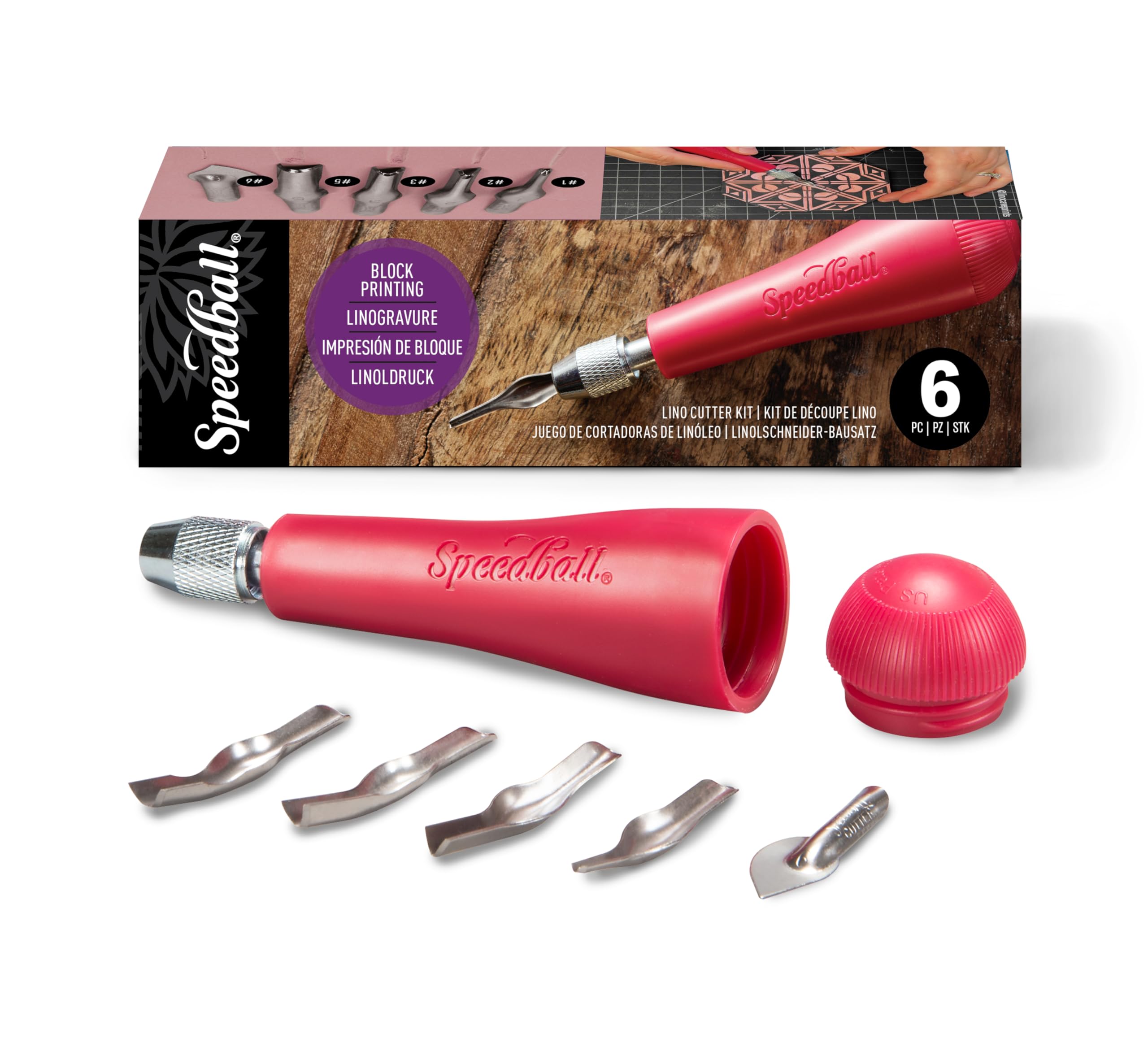 Speedball 4131 Linoleum Cutter – 5 Assorted Lino Cutters Includes Plastic Storag