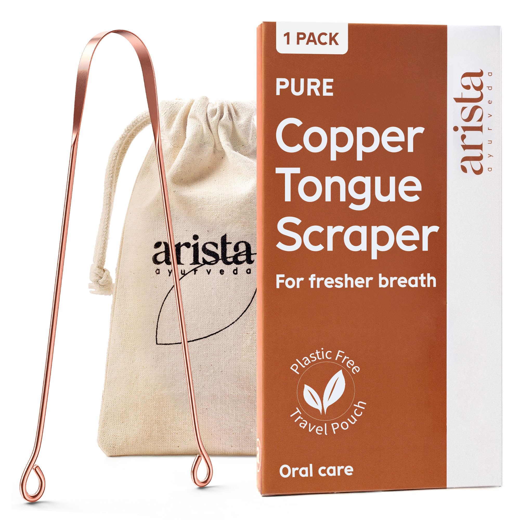 Arista Copper Tongue Scraper for Adults & Kids – 100% Pure Copper Tongue Cleaner