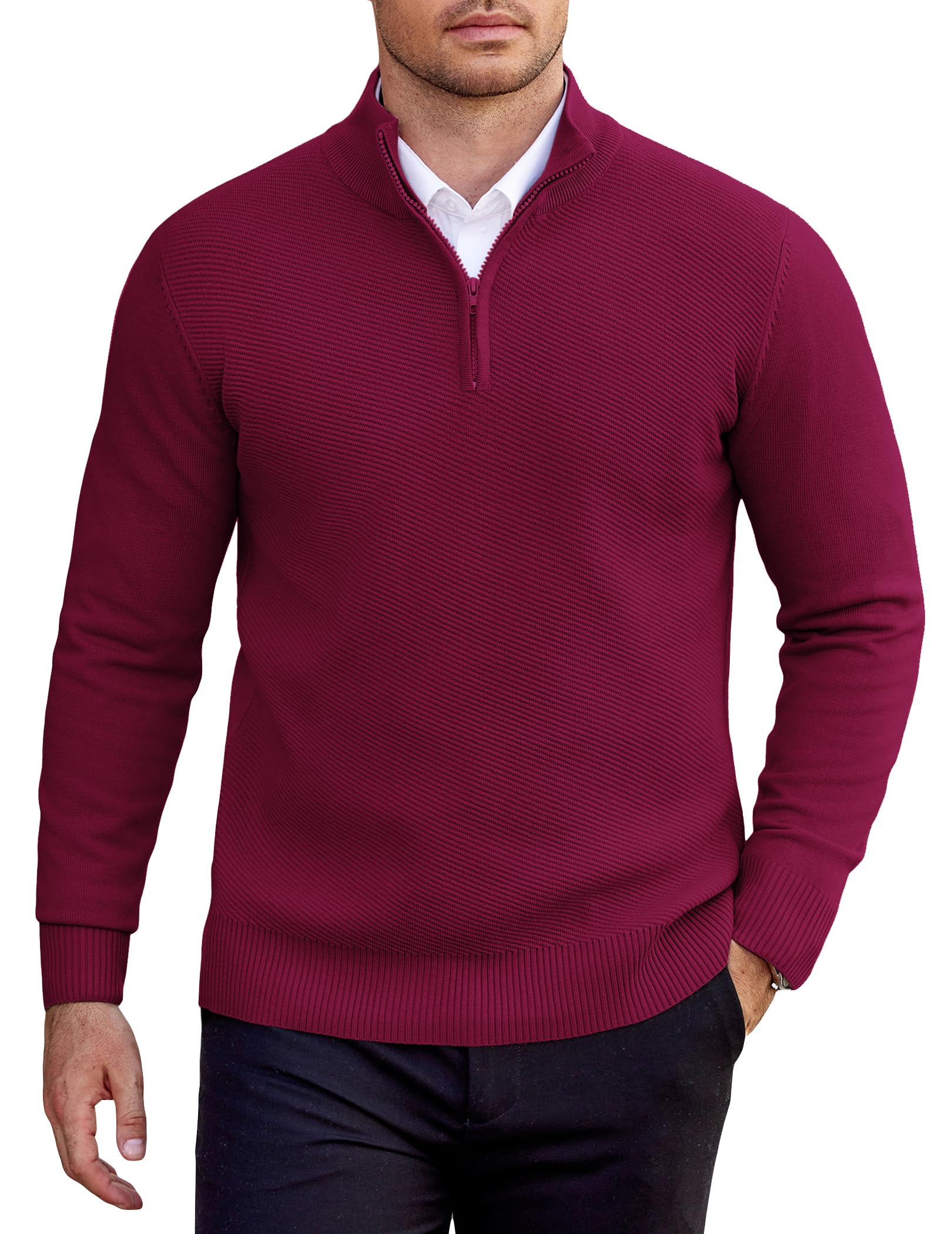 COOFANDY Men's Sweater Knitted Pullover Round Neck Slim Jumpers for Men Casual P