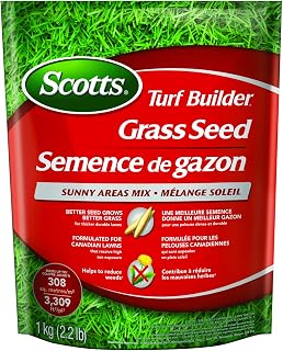 Scotts Turf Builder Grass Seed Sunny Areas Mix, 1kg (246 sq Meters / 2,648 sq feet Coverage) | Formula for overseeding or Growing a new, Thick Lawn in Sunny Areas